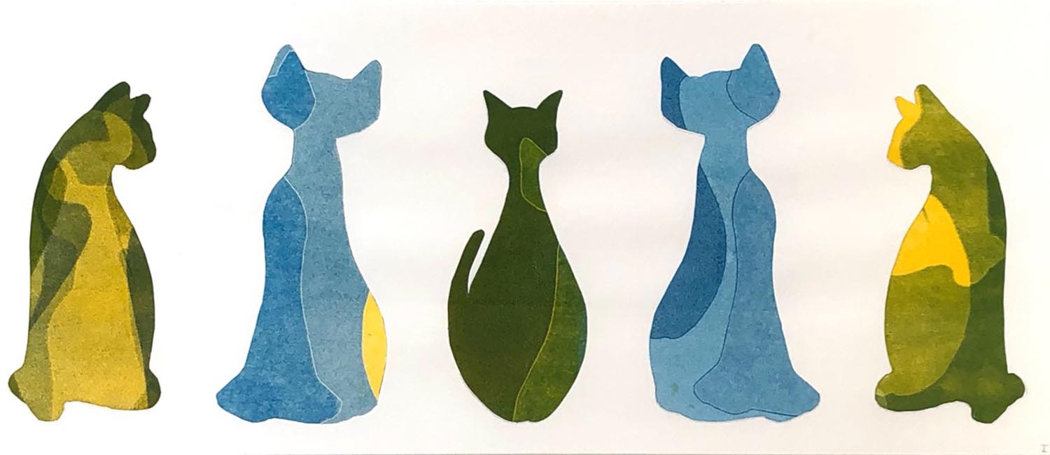 Photo of Five Cats monoprint